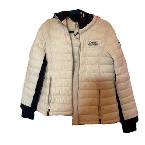 Women’s tommy hilfiger puffer coat white and blue